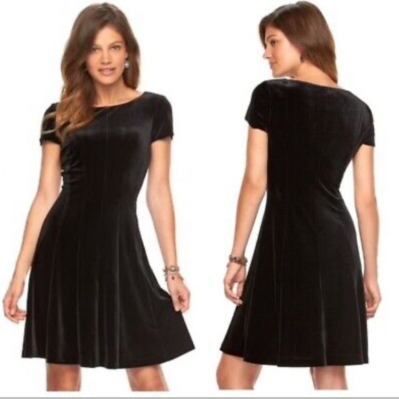 Ralph Lauren CHAPS WOMEN’S Petite Large‎ Dress Short Sleeve Velour Mini Black - Picture 1 of 7